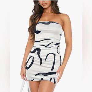Black and White Strapless Mini Dress